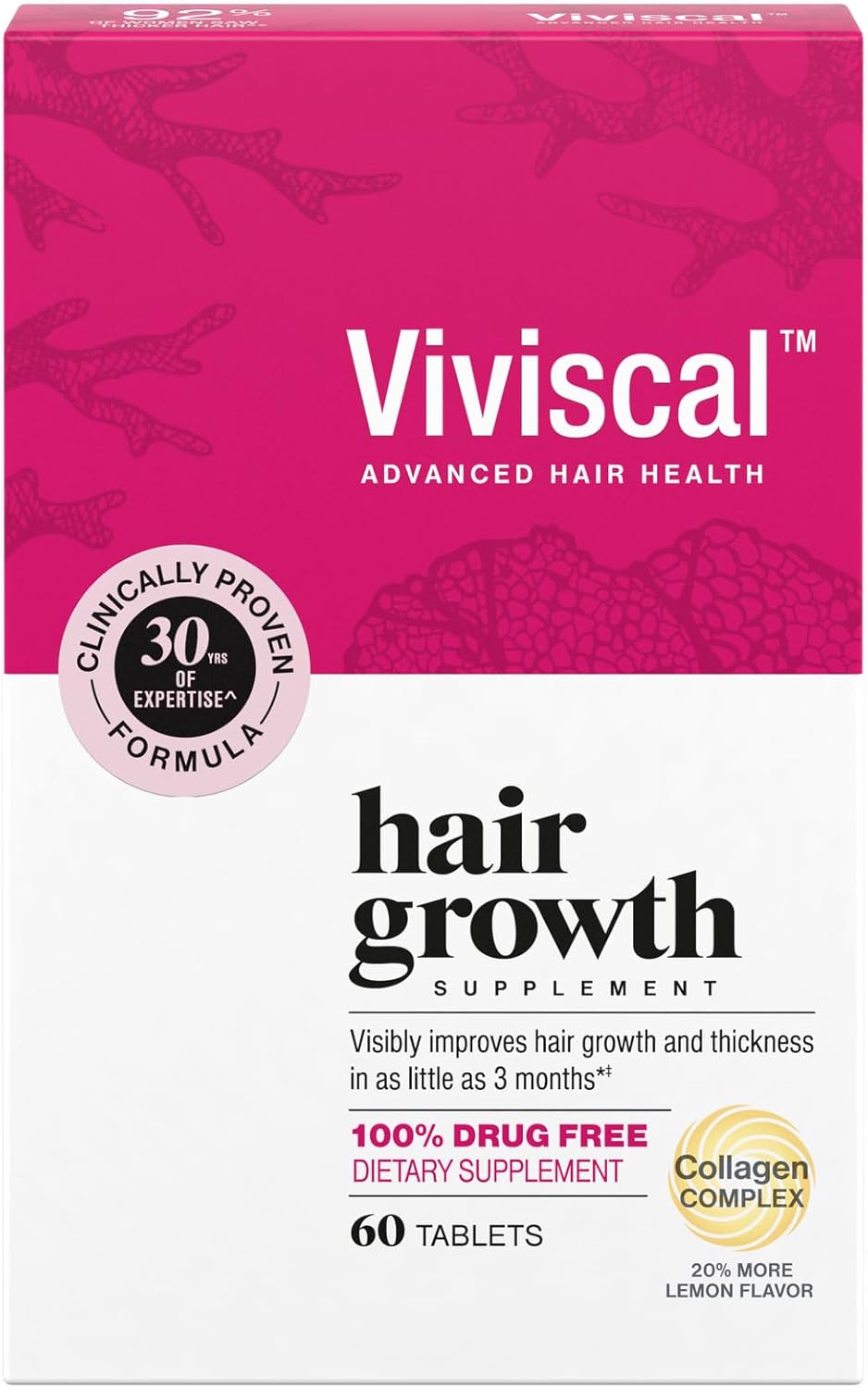 Viviscal Hair Growth Supplements ForWomen For Thicker, Fuller Hair,Nourishes Thinning & Loss, WithProprietary Collagen Complex, 60Tablets, 1 Month Supply