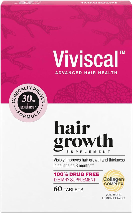 Viviscal Hair Growth Supplements ForWomen For Thicker, Fuller Hair,Nourishes Thinning & Loss, WithProprietary Collagen Complex, 60Tablets, 1 Month Supply
