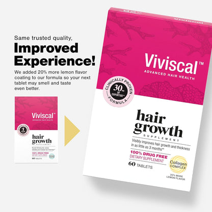 Viviscal Hair Growth Supplements ForWomen For Thicker, Fuller Hair,Nourishes Thinning & Loss, WithProprietary Collagen Complex, 60Tablets, 1 Month Supply